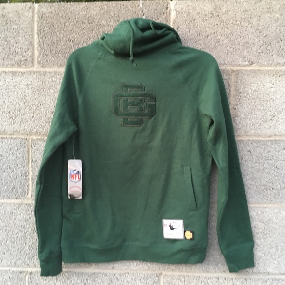 Green Bay Packers Women's Small Mitchell & Ness Flunnel Neck Fleece Hoodie NEW - Picture 5 of 12